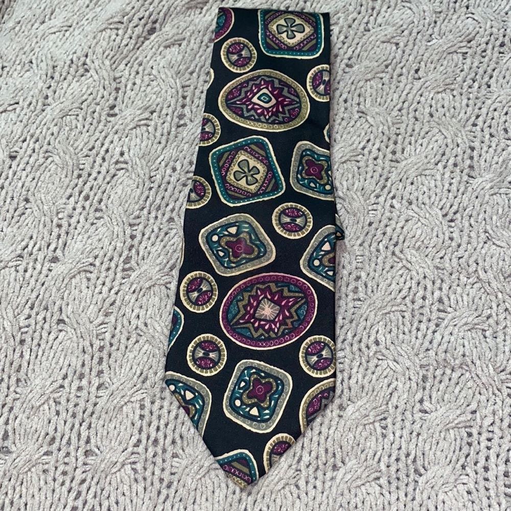 Christian Dior Men’s Tie (Black/Purple/Green)
